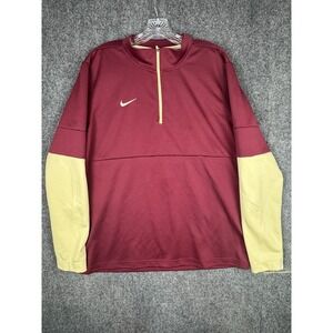Nike Team Men's L 1/4 zip Pullover Jacket Mock Neck Garnett/Gold Activewear